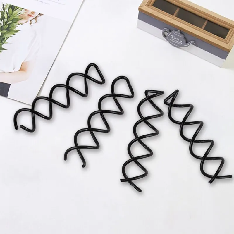 8pcs Women Spiral Black Hairpin Rotating Clip Fixed Plate Hairdresser Screw Fixed Styler Creative Hairstyling Accessories