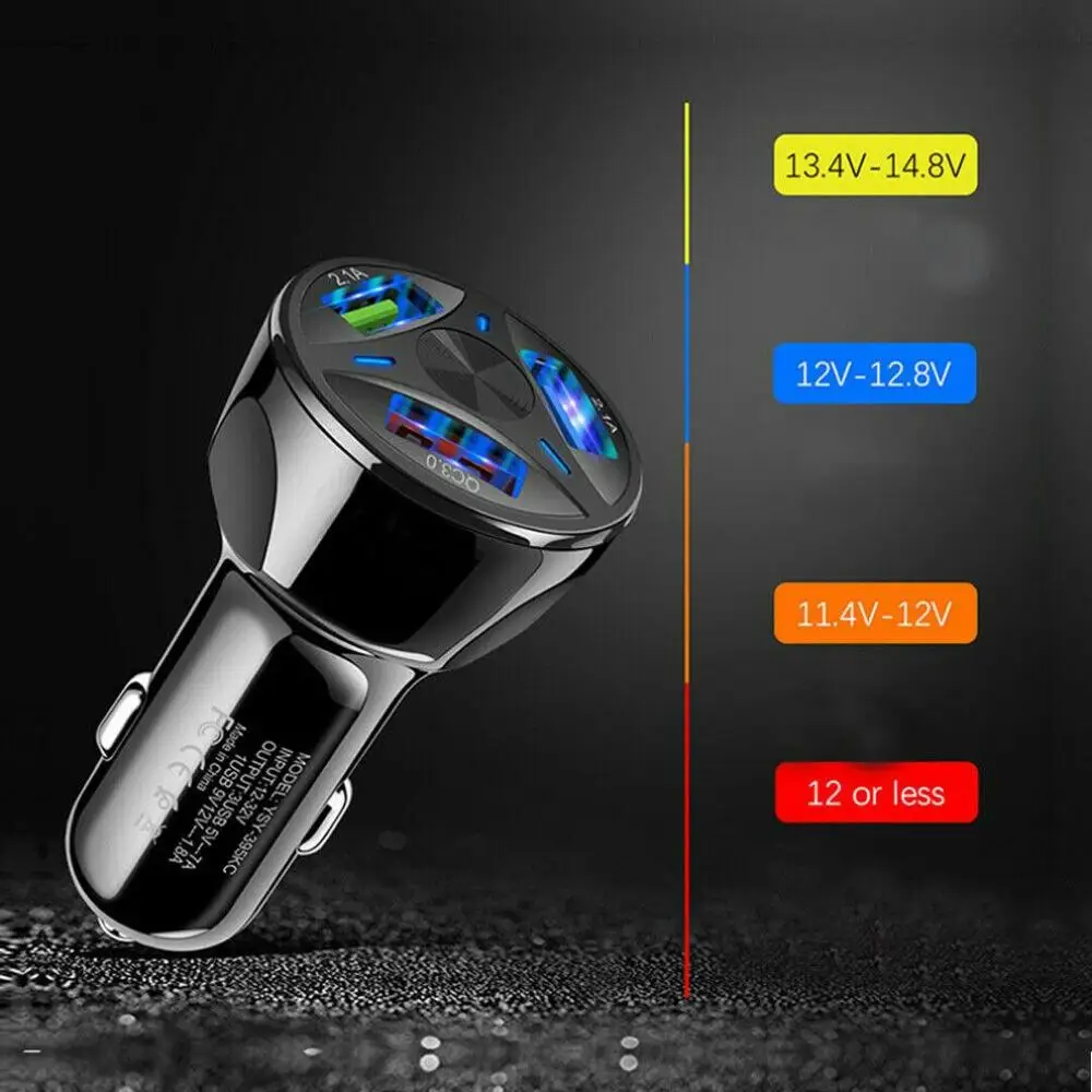 QC 3,0 3 USB Автомобильное зарядное устройство Быстрая зарядка для iphone X 7 8 iPad Универсальный для Xiaomi samsung huawei Быстрая зарядка с индикатором