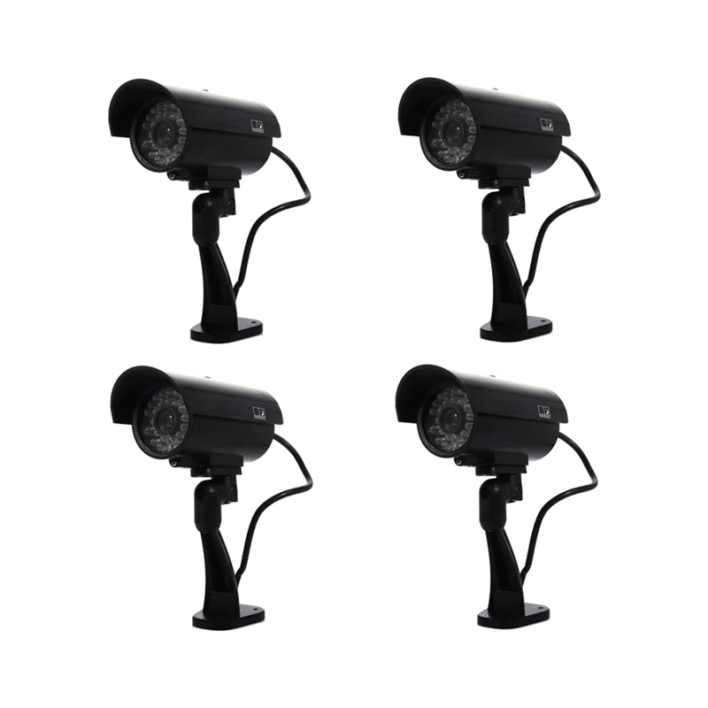 

ABKT-4 Pack Simulated Surveillance Cameras - Security Surveillance fake Dummy IR LED cameras - Night/Day Vision Look Bullet CCD