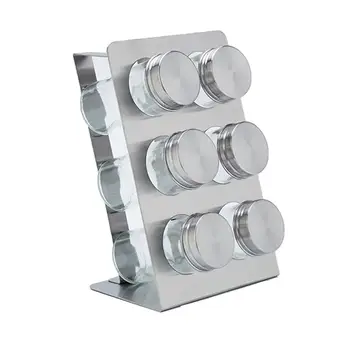 

Stainless Steel Seasoning Pot Spice Seasoning Bottle Outdoor Barbecue Six Flavors Set Storage Rack Set Kitchen Supplies