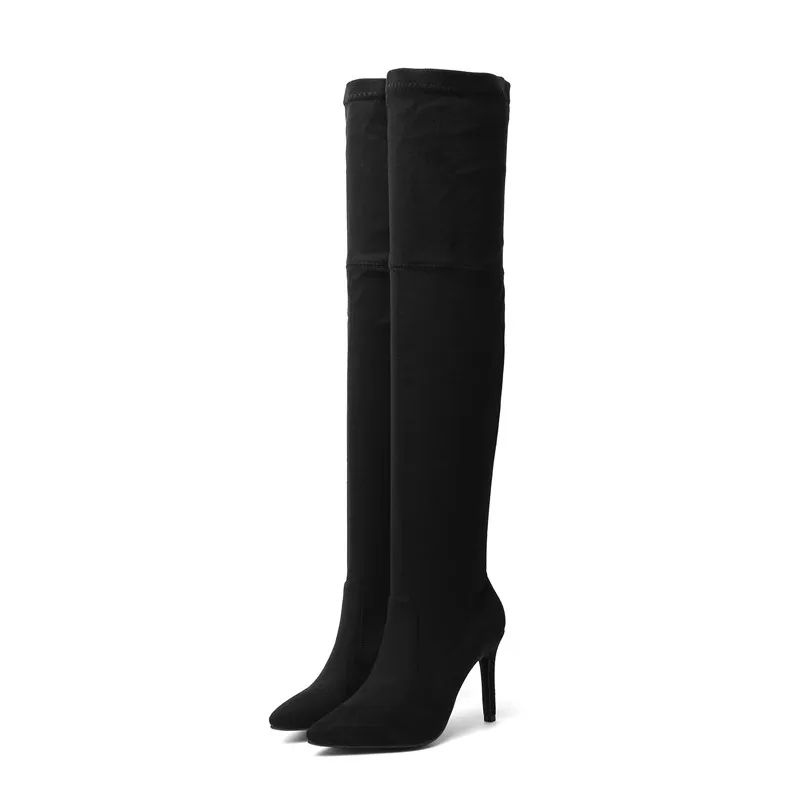 ASUMER new over the knee boots pointed toe sexy stretch boots high heels prom ladies shoes slim thigh high boots big size