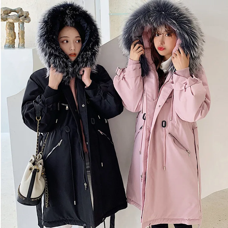 

2019 Large Size WOMEN'S Wadded Jacket Winter New Style Korean-style Loose-Fit BF Waist Hugging Slimming Pike Hooded Cotton Overc