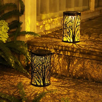 

LED Solar Lights HollowSolar Garden Lights Hanging Lantern Leaf Tree Shape Projection Outdoor LED Solar Lamp