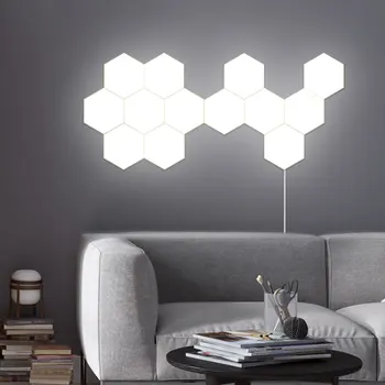 

Modern Hexagonal Lamps Restaurant Living Room Wall Lamp 100-240V PC White Bedroom Modular LED Night Light