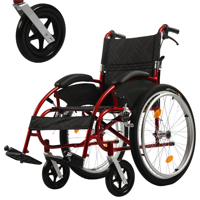 Sports And Leisure Wheelchair Folding Portable Ultra Light Aluminum Alloy Damping Wheelbarrow Disabled Manual Walker