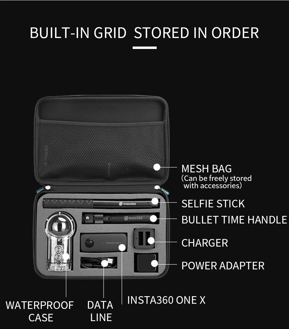 

Insta360 One X Portable Case for Insta 360 Host Battery Charger Cable Diving Box Bomb Time Accessories