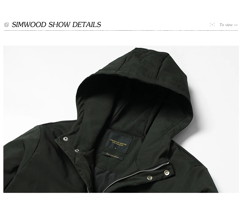 SIMWOOD 2018 зимние пальто Для мужчин Slim Fit Теплая парка модные зимние куртки мужской плюс Размеры высокое качество брендовая одежда MC017001