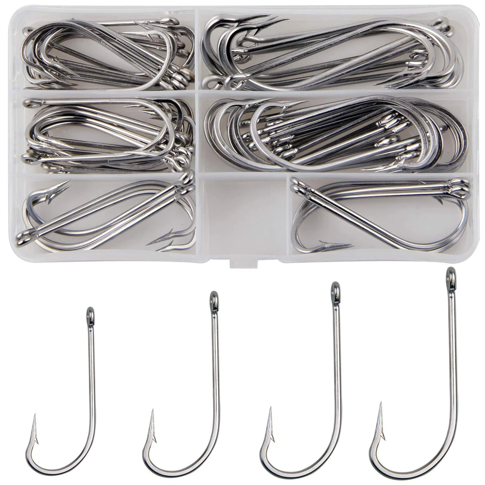 60Pcs/Box 34007 Fishing Hooks Stainless Steel Saltwater Fishing Hook