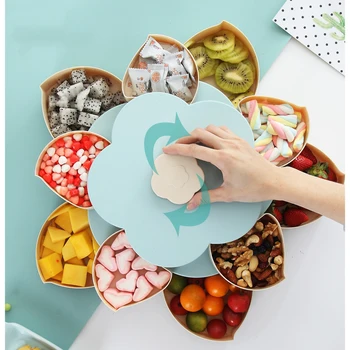 

Flower Design Rotary Fruit Storage Box Fruit Snack Candy Organizer Box Food Container Christmas Tree Shaped Fruit Storage Bin