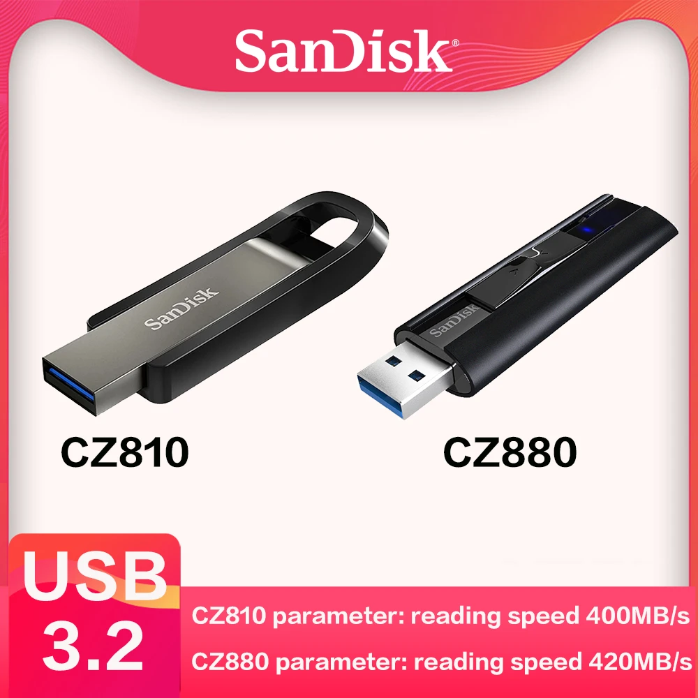 Sandisk Cz880 1tb Extreme Pro Usb 3.2 Solid State Flash Cz810 64gb 128gb  256gb 512gb Super Fast Solid State Performance U Drive - Usb Flash Drives -  AliExpress