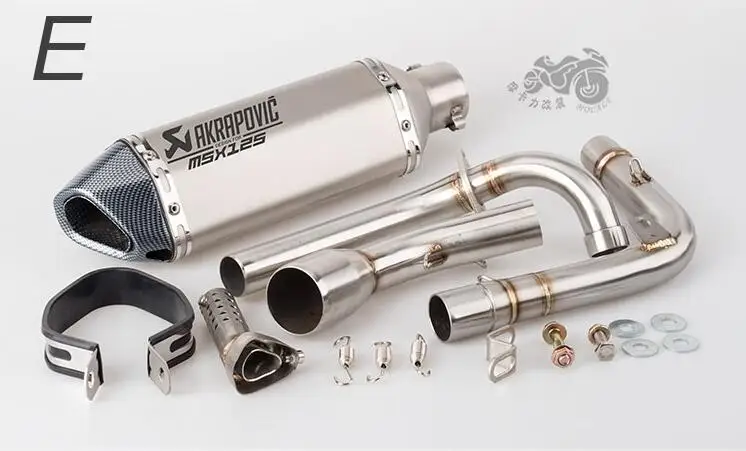 Выхлопная труба мотоцикла Akrapovic Модифицированная Серебряная сталь Монстры горизонтальный цилиндр Маленькая обезьяна для MSX125 выхлопная труба - Цвет: E