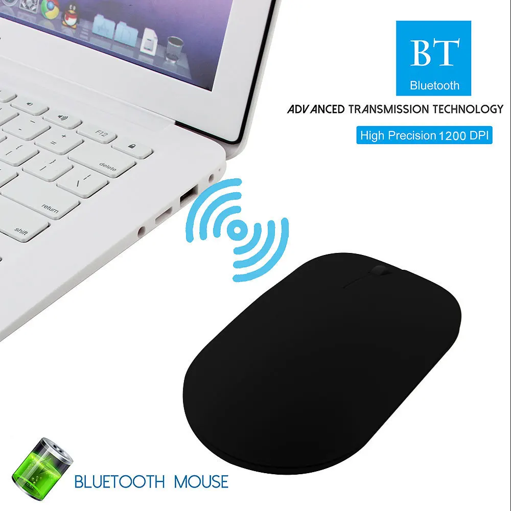 CHYI bluetooth перезаряжаемые Беспроводная мышь Ультра тонкая Бесшумная мышь 1200 dpi компьютер Эргономичный Оптический Портативный Mause для ПК мыши