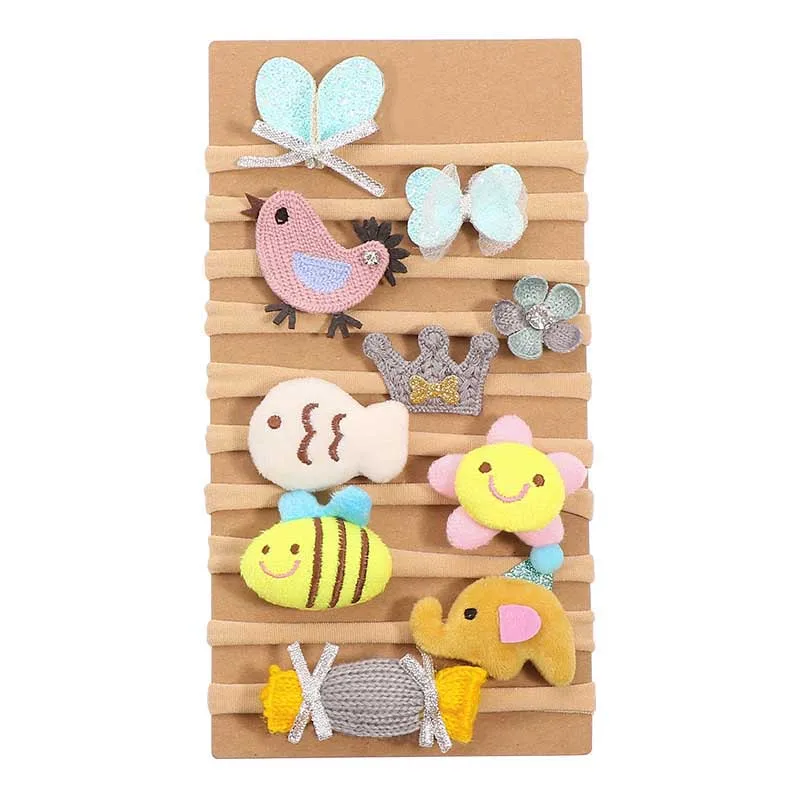 set1 fish headband 10 шт./компл. для новорожденных девочек Heradbands милые банты с цветком эластичные нейлоновые Детские резинки для волос аксессуары для волос - Цвет: set1 fish headband