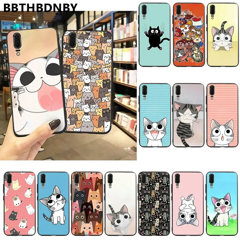 Красивый чехол для телефона с мультяшным котом huawei P10 lite P20 pro P30 Psmart mate 20