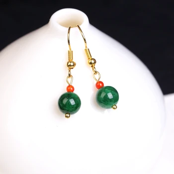 

Natural Green Jade Beads Earrings Accessories DIY Man Woman Charm Jewellery Fashion Hand-Carved Luck Amulet Gifts New