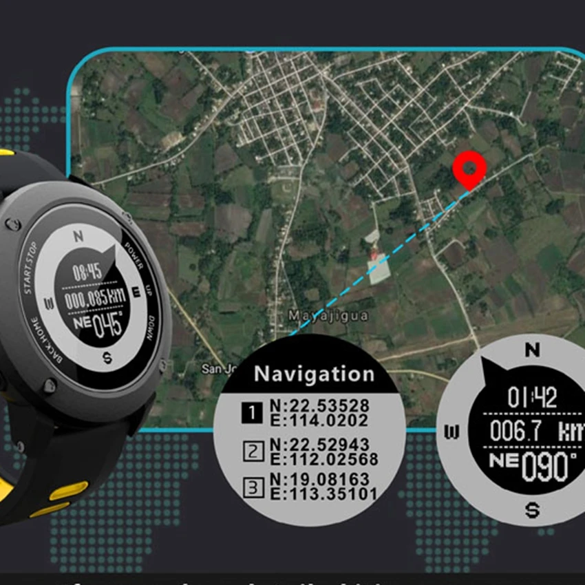 Гольф gps спортивные Смарт часы женский компас монитор сердечного ритма 100 м водонепроницаемый шагомер Бег Плавание Дайвинг часы для мужчин