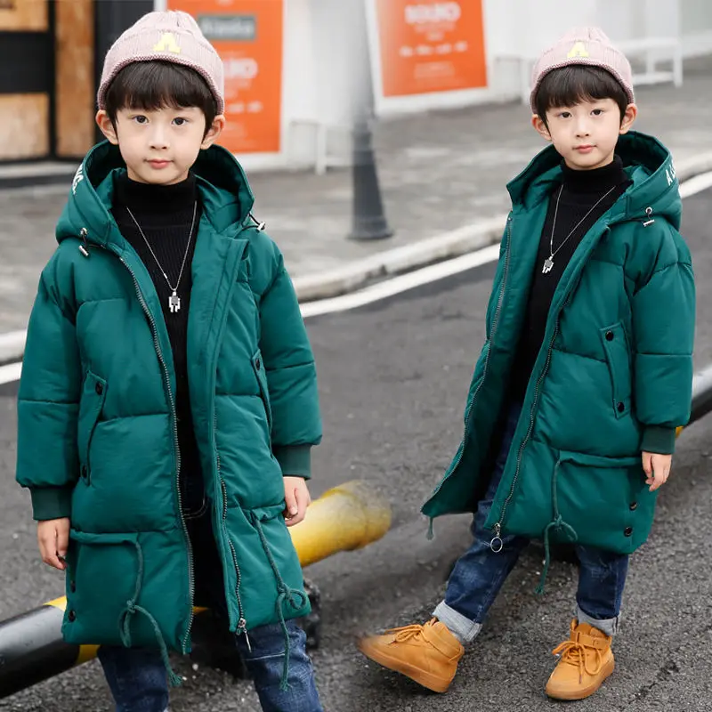 

Kids' Cotton Clothing down Jacket Cotton-padded Clothes Coat Winter 2018 New Style Middle And Large Children BOY'S Mid-length Co