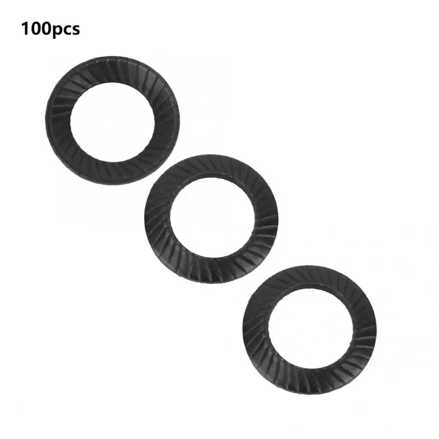 

100pcs Steel Ribbed Lock Washer Spacers Washers Anti-skid Gaskets with Double-sided Ridges