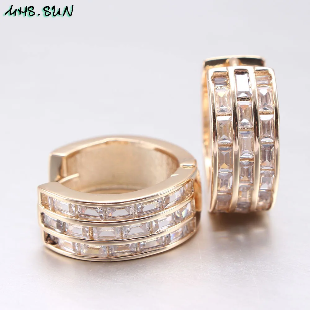 MHS. SUN, женские серьги-кольца, модные, золотой цвет, AAA, циркон, серьги для девушек, роскошные ювелирные изделия, простой дизайн, подарок, очаровательный