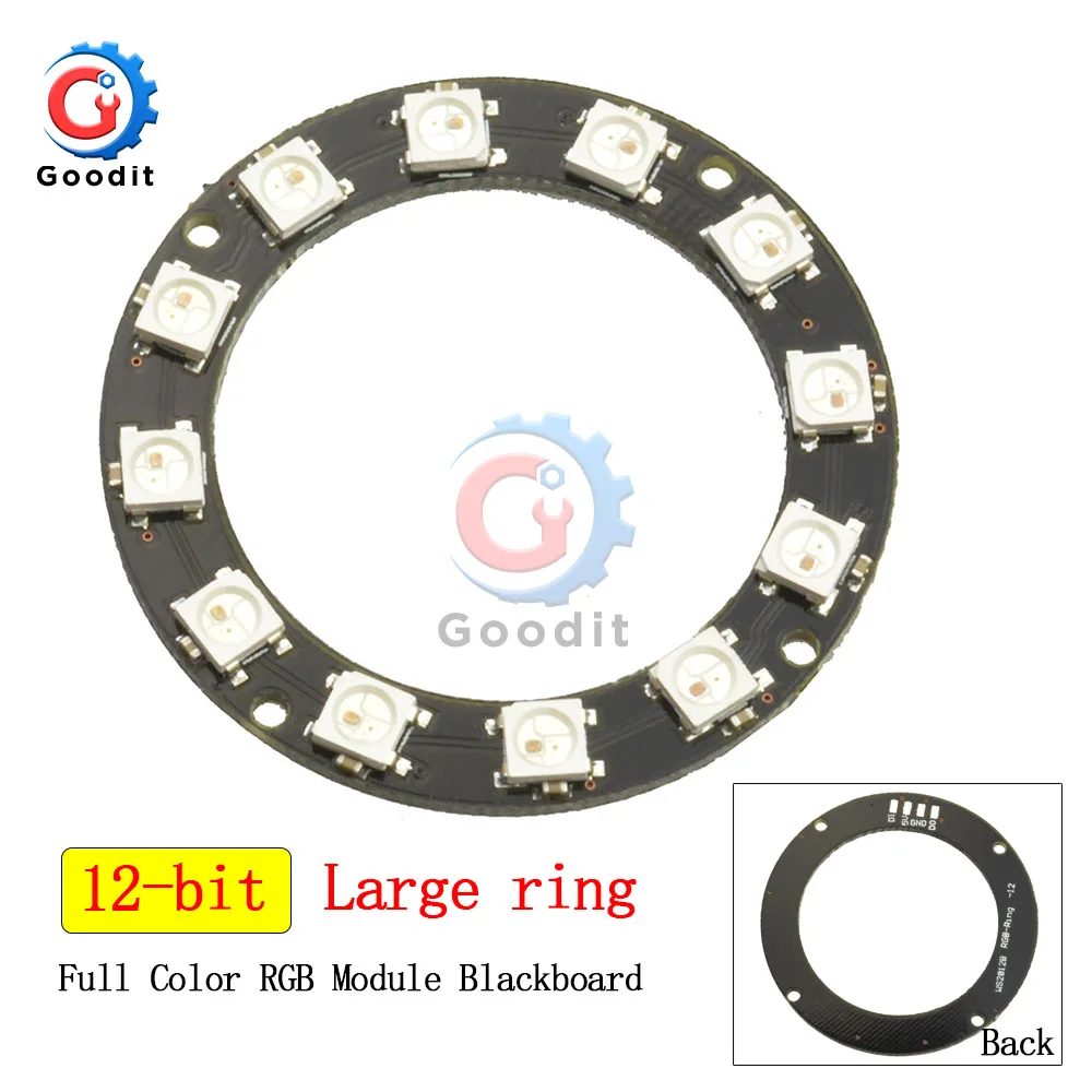 12-bit Large ring Беспроводной Wi-Fi Управление ESP8266 ESP-01 ESP-01S WS2812B 12 16 24 60 Светодиодный s 5050 RGB светодиодный кольцевой светильник светодиодный адаптер Управление; для Arduino - Цвет: 12-bit Large ring