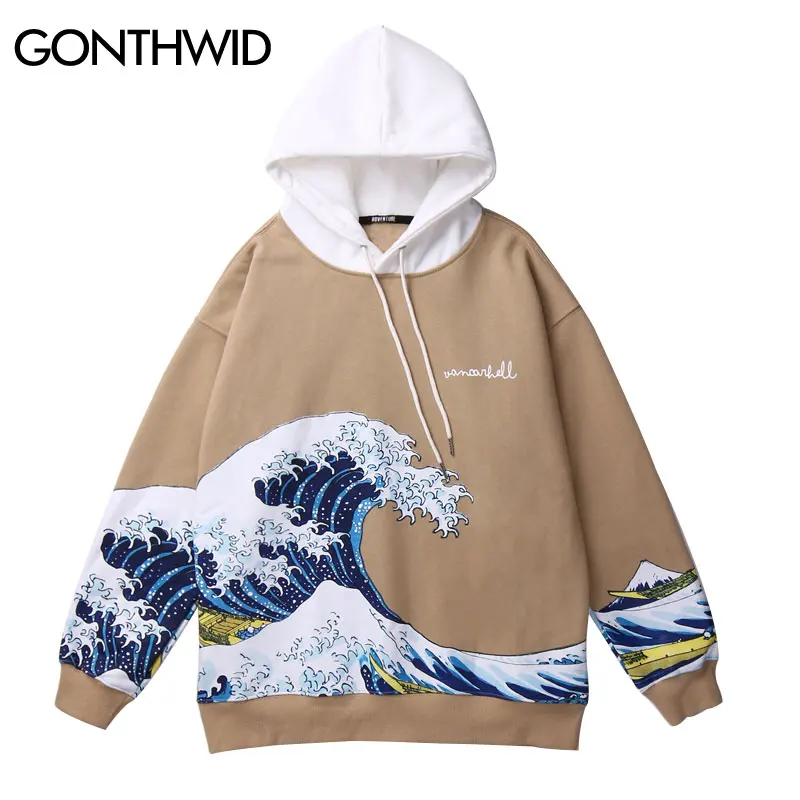 GONTHWID японский Ukiyo e Kanagawa с принтом для серфинга цветная Лоскутная флисовая