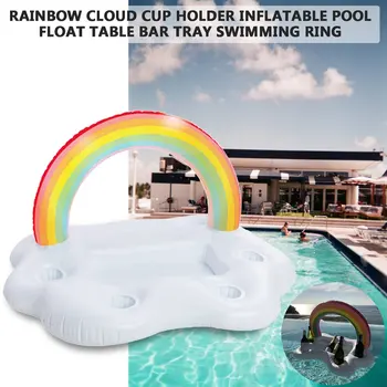 

Summer Party Bucket Rainbow Cloud Cup Holder Inflatable Pool Float Beer Drinking Cooler Table Bar Tray Beach Swimming Ring