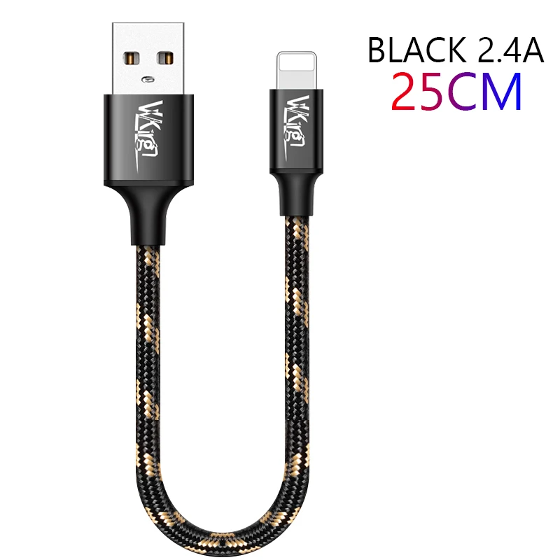 Для iphone USB кабель 1,2 A для зарядки данных м/2 м/3 м для iphone X XS XR 8 7 6 6 S телефонный кабель металлический нейлоновый плетеный кабель для быстрой зарядки - Тип штекера: Black-25CM