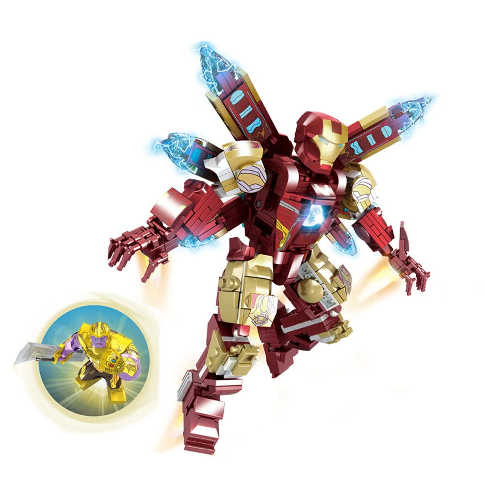 Дешево 2019 Marvel Мстители эндшпиль Супер Герои танос Человек паук Железный человек MK85 мех Броня строительные блоки кирпичики город детские игрушки