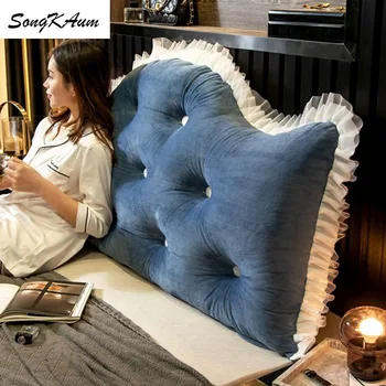 

SongKAum Washable luxury long Bedside pillows with filling Solid simple pillow Single double home cushion For Sleeping