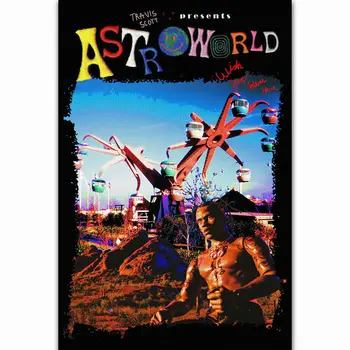 

New Travis Scott Astroworld Rap Music Singer Star Wall Sticker Home Decoration Silk Art Poster
