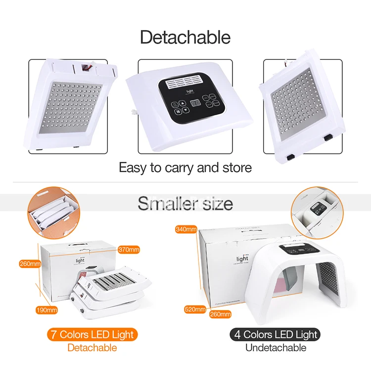 Upgraded LED Equipment Detachable 7 Colors LED Photon Light PDT Therapy Skin Care Beauty Device