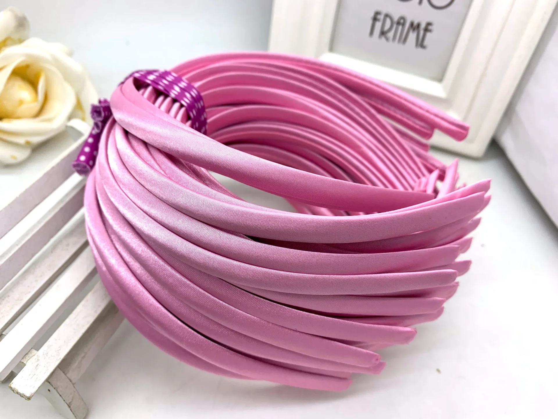 3pcs/lot Girls Head Hoop Hair Clasp For Women Colored Satin Covered Resin Hairbands Ribbon Covered HeadBand Hair Accessories