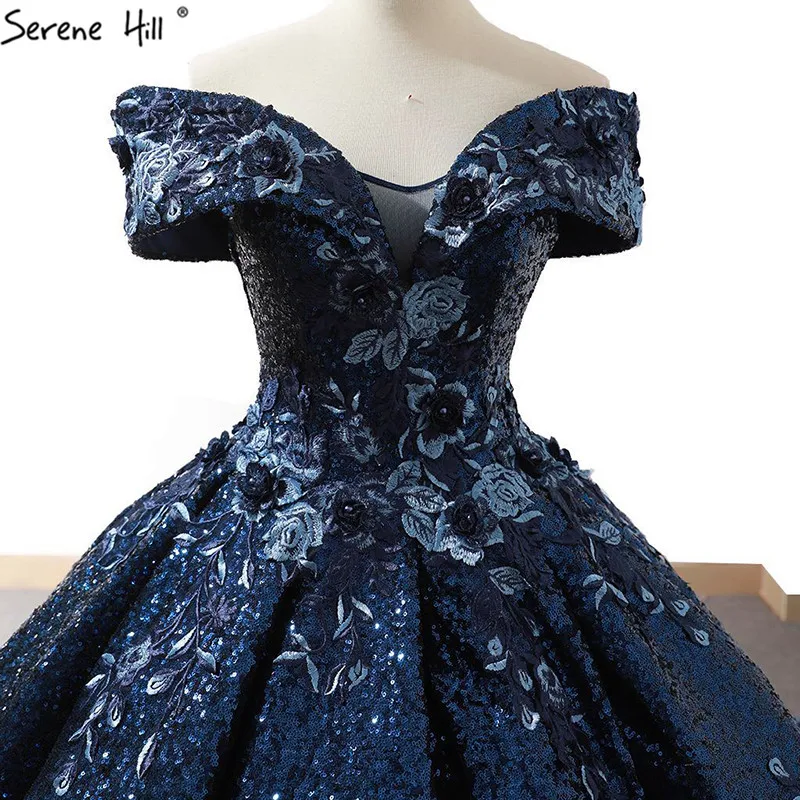 Высококачественное голубое свадебное платье с открытыми плечами, новое блестящее свадебное платье без рукавов с блестками, настоящая фотография 66536B