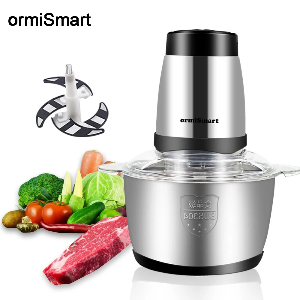Picador eléctrico de carne y verduras de 2 velocidades, picadora, procesador de alimentos, cortador, 304 de acero inoxidable, 220V
