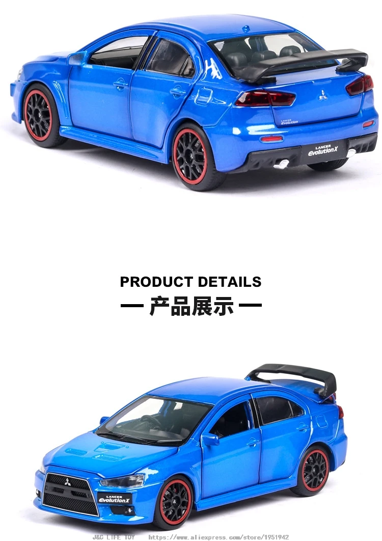 1:32 Mitsubishi Lancer Evolution x Игрушечная машина металлическая игрушка Diecasts& игрушечные транспортные средства модель автомобиля высокая имитация игрушечная машинка Рождественский подарок