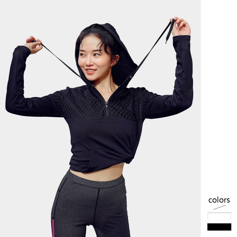 

Black White Hoodie Women with Hood Long Sleeve Tops Femme Fashion Grid Design Pullover for Mujer Fitness Workout Sport