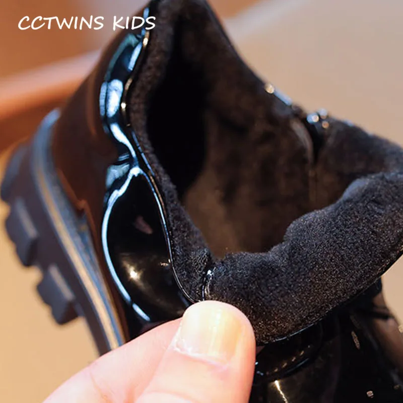 CCTWINS обувь для детей зимние для маленьких мальчиков фирменные туфли-оксфорды для детей из искусственной кожи; Модная одежда для девочек Теплая обувь для детей ясельного возраста GX2015