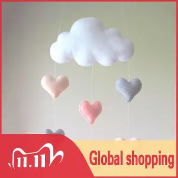 

Wind Chimes Handmade Cloud Felt Love Pendant Baby Children Girls Bedroom Ceiling Hanging Cloud heart Mobile Loving Heart Decor