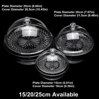 

3 Size Acrylic Transparent Round Cake Stand Food Grade PC Dust Cover Glass Food Cover Plate And Lid For Weddings Birthday Decor