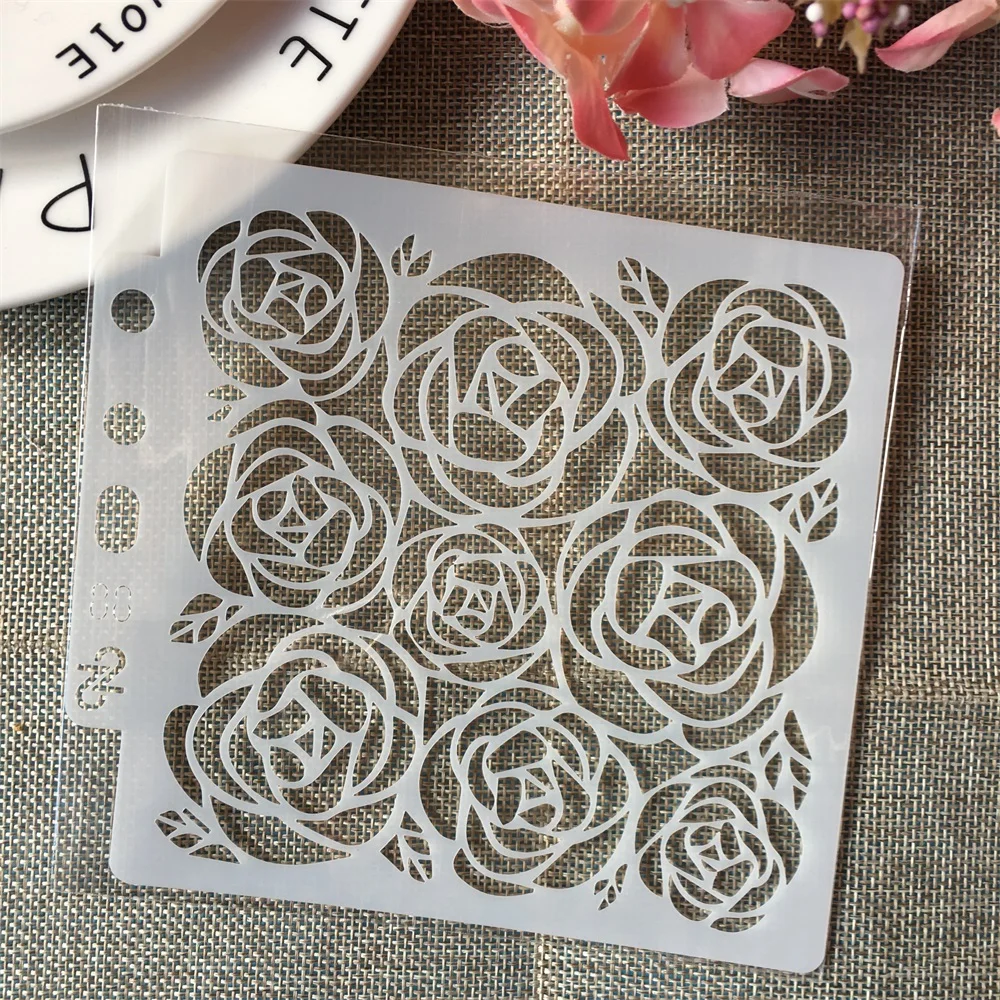 

5.1" Rose Flowers DIY Layering Stencils Painting Scrapbook Coloring Embossing Album Decorative Card Template