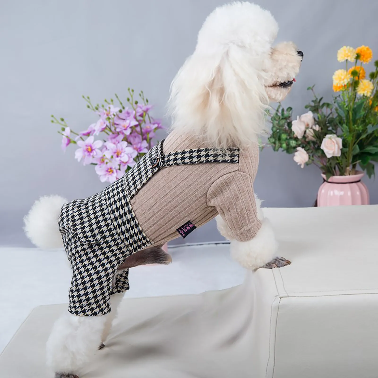 Small Dogs Puppy Coat Autumn and winter new pet clothing lovers' thousand bird lattice Teddy Dog Windproof Thicken Coat |