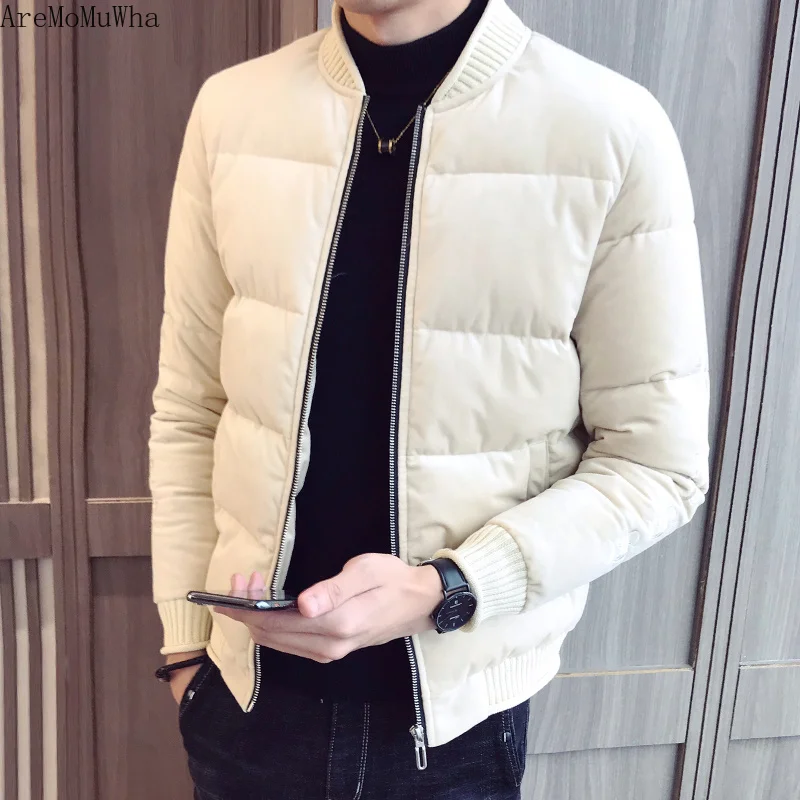 

AreMoMuWha New Winter Jacket Men's Embroidered Gold Velvet Cotton Jacket Men's Thick Cotton Coat Handsome Down Cotton Clothing