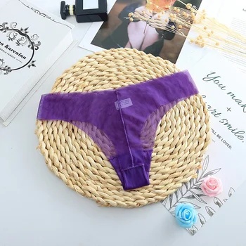 

Hot Sale Sexy Women's Thong Mesh No Trace One-piece Ultra-thin Panties Sexy Solid Color Lace Low Waist G-String