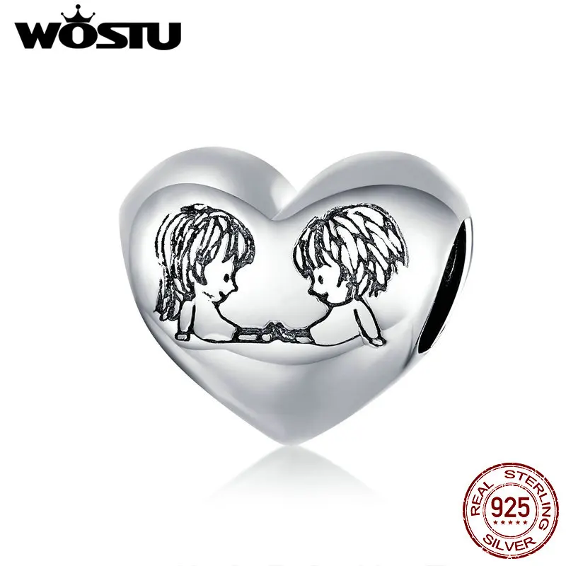 WOSTU Детские Бусы 2020 Новые бусины из серебра с сердечками для самостоятельного