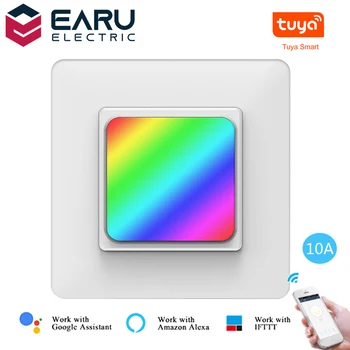 

10A WiFi Smart Wall Switch Push Button Timer Relay Switch Voice Remote Control RGB LED Night Light Lamp TUYA Alexa Google Home