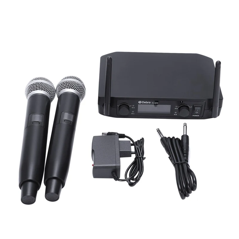 

Smart Fm Vhf Wireless Microphone 2 Cordless Handheld Mic Free Frequency For Meeting Pc Speaker Amplifier Eu Plug