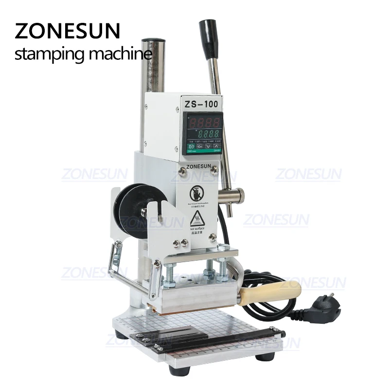 ZONESUN ZS100 ручная машина для тиснения логотипа из ПВХ кожаной бумаги горячего