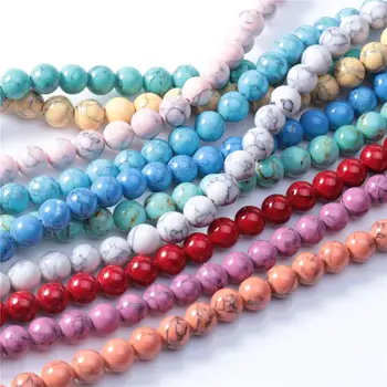 

8mm natural stone material imitation turquoise round beads loose beads DIY jewelry semi-finished bead material