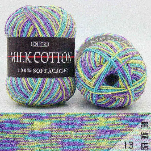 2Pcs/lot 3 strands of milk cotton yarn wool Three strands dyed multi-colored jacquard tabs rough baby hat scarf coat line FZ376 - Цвет: 13