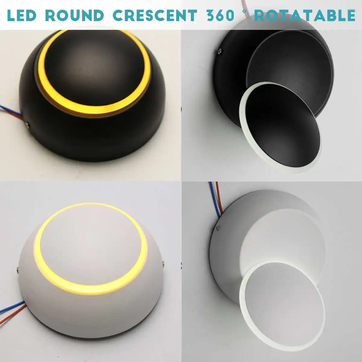 

5W LED 360 Degree Adjustable Rotation Wall Light Bedroom Bedside Lamp Modern Crescent Shape Round Home Wall Lamp